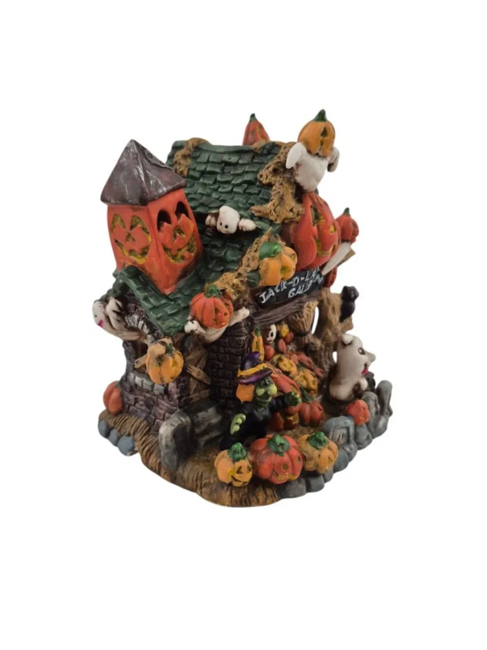 Spooky Hollow Jack O Lantern Gallery Porcelain Lighted House 2001 Boxed